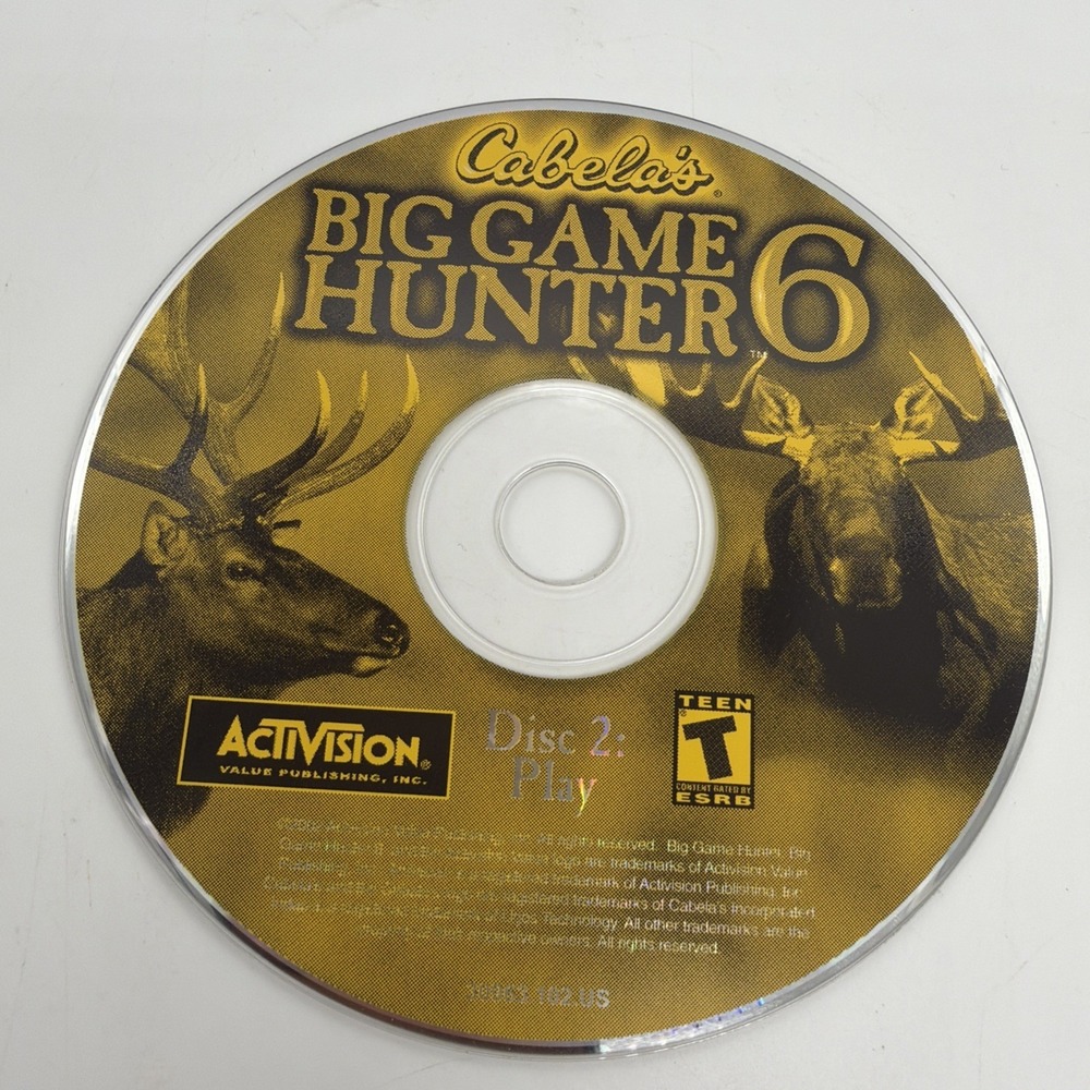 Cabela's Big Game Hunter 6,‎ 2002 Activision 1 Disc Set Disk 2 Only